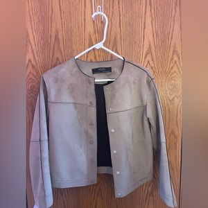 Zara Basic Women Jacket Suede Brown